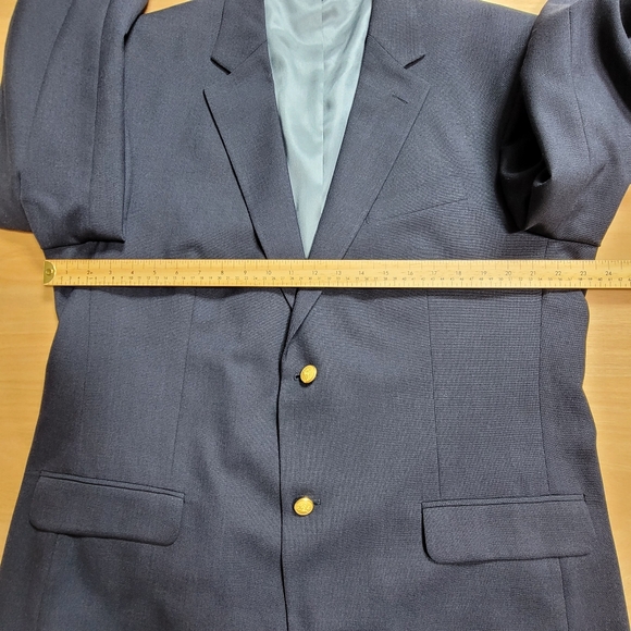 Stafford Sports Coat Mens 46L Jacket Blue Gold Buttons - Picture 7 of 15